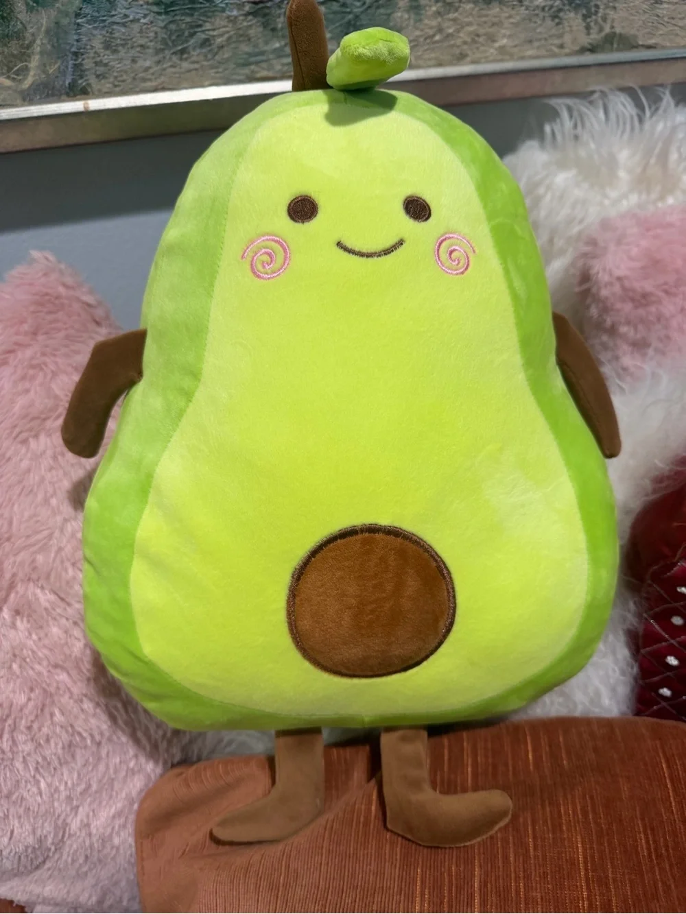 Cute Avocado Plush Pillow - Bright Lime Green